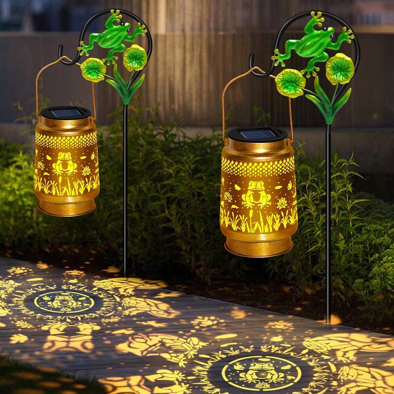 EDOF 2 Packs Frog Solar Lanterns Outdoor Waterproof with Shepherd Hook,Christmas Decorations Birthday Gifts for Women Mom Grandma,Hanging Solar Lights,Cute Frog Decor for Yard,Patio,Lawn,Garden Accessories - Image 1